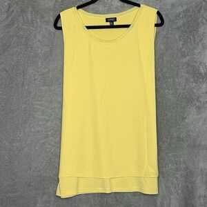 Jones New York XL Top Shirt Yellow Solid Sleeveless Scoop Neck Stretch Women